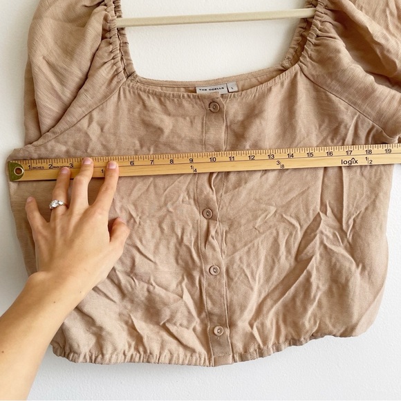 The Odells prairie blouse top Square Neck Sabbia puff sleeve boho coquette tan L - Picture 7 of 11